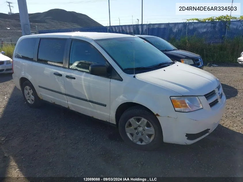 2010 Dodge Grand Caravan VIN: 2D4RN4DE6AR334503 Lot: 12089088