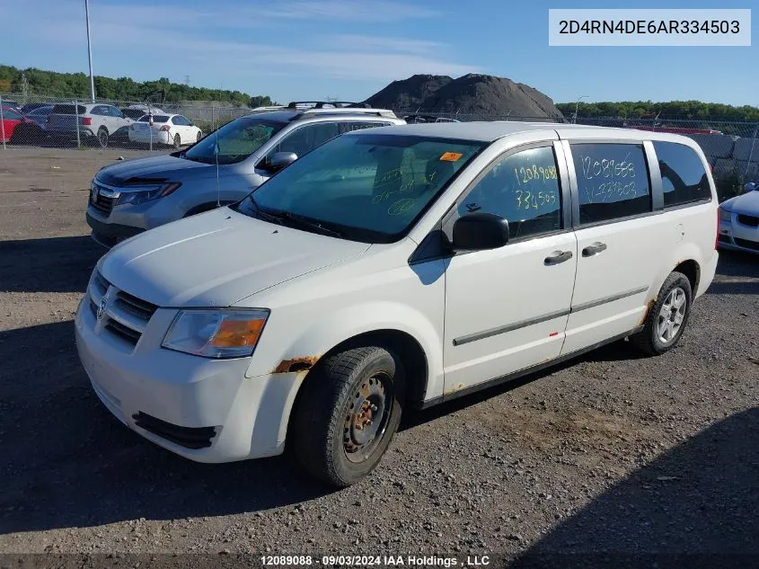 2010 Dodge Grand Caravan VIN: 2D4RN4DE6AR334503 Lot: 12089088