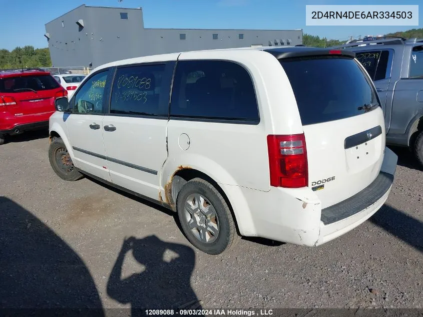 2010 Dodge Grand Caravan VIN: 2D4RN4DE6AR334503 Lot: 12089088