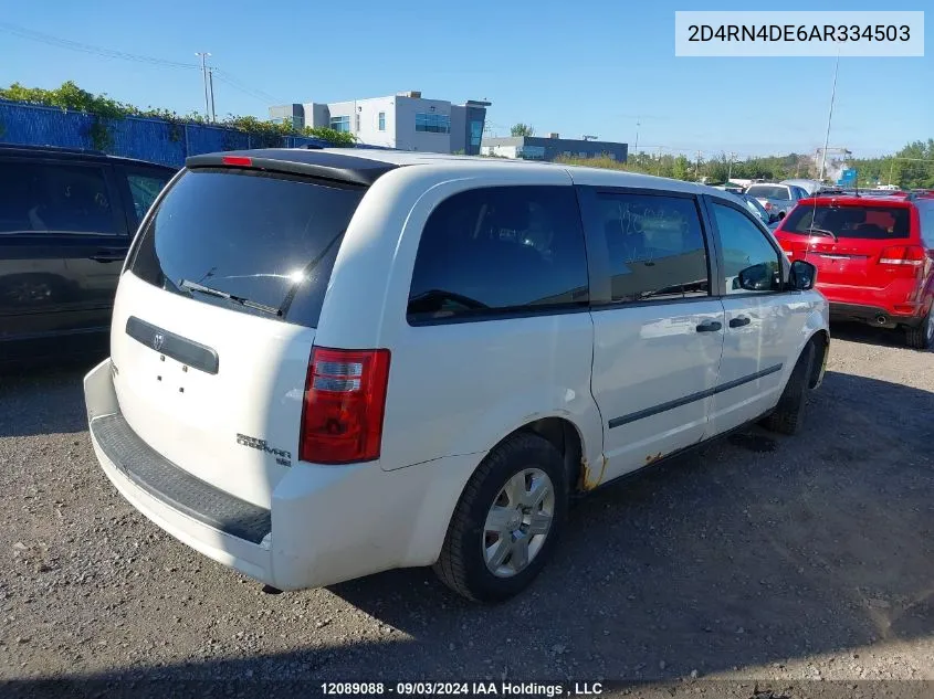 2010 Dodge Grand Caravan VIN: 2D4RN4DE6AR334503 Lot: 12089088