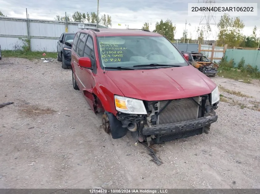 2010 Dodge Grand Caravan Se VIN: 2D4RN4DE3AR106202 Lot: 12114570