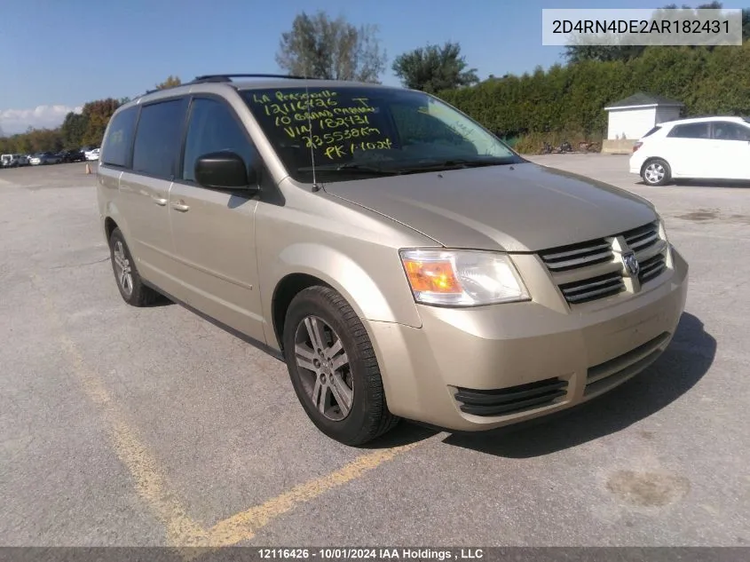 2010 Dodge Grand Caravan Se VIN: 2D4RN4DE2AR182431 Lot: 12116426