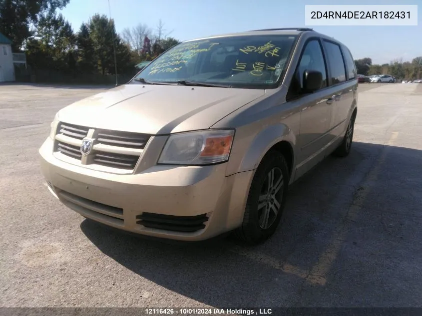 2010 Dodge Grand Caravan Se VIN: 2D4RN4DE2AR182431 Lot: 12116426