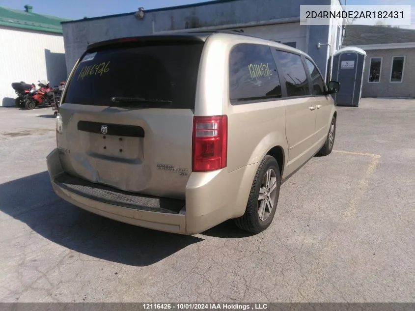 2010 Dodge Grand Caravan Se VIN: 2D4RN4DE2AR182431 Lot: 12116426