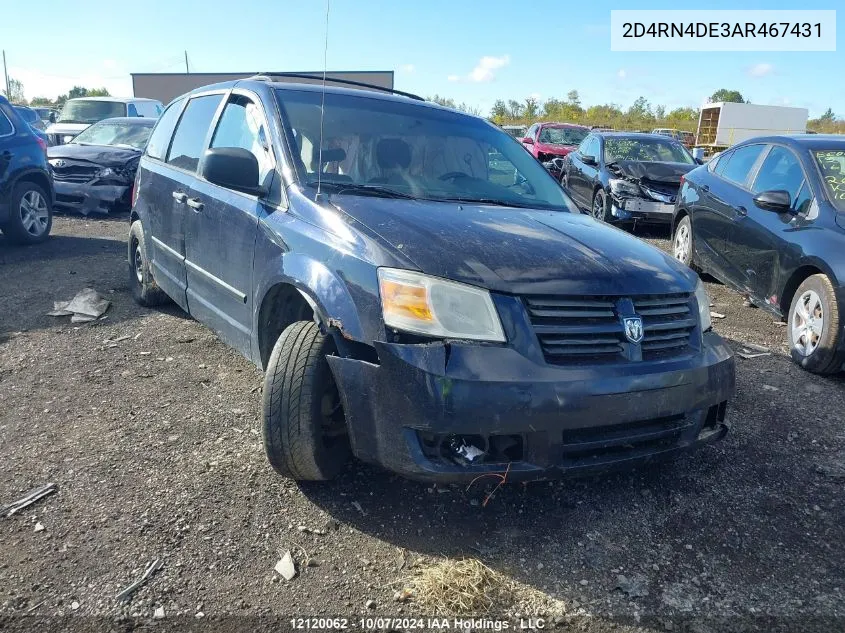 2010 Dodge Grand Caravan Se VIN: 2D4RN4DE3AR467431 Lot: 12120062