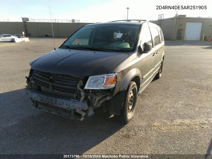 2010 Dodge Grand Caravan Se VIN: 2D4RN4DE5AR251905 Lot: 20173796