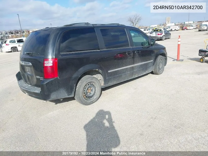 2010 Dodge Grand Caravan Sxt VIN: 2D4RN5D10AR342700 Lot: 20179192