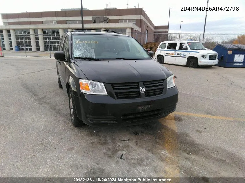 2010 Dodge Grand Caravan Se VIN: 2D4RN4DE6AR472798 Lot: 20182136