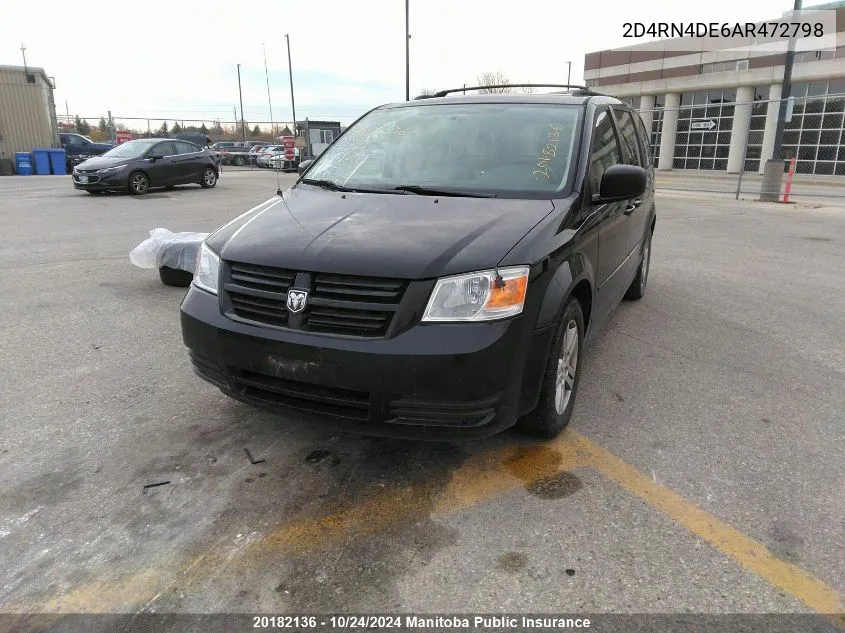 2010 Dodge Grand Caravan Se VIN: 2D4RN4DE6AR472798 Lot: 20182136