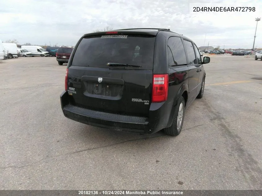 2010 Dodge Grand Caravan Se VIN: 2D4RN4DE6AR472798 Lot: 20182136