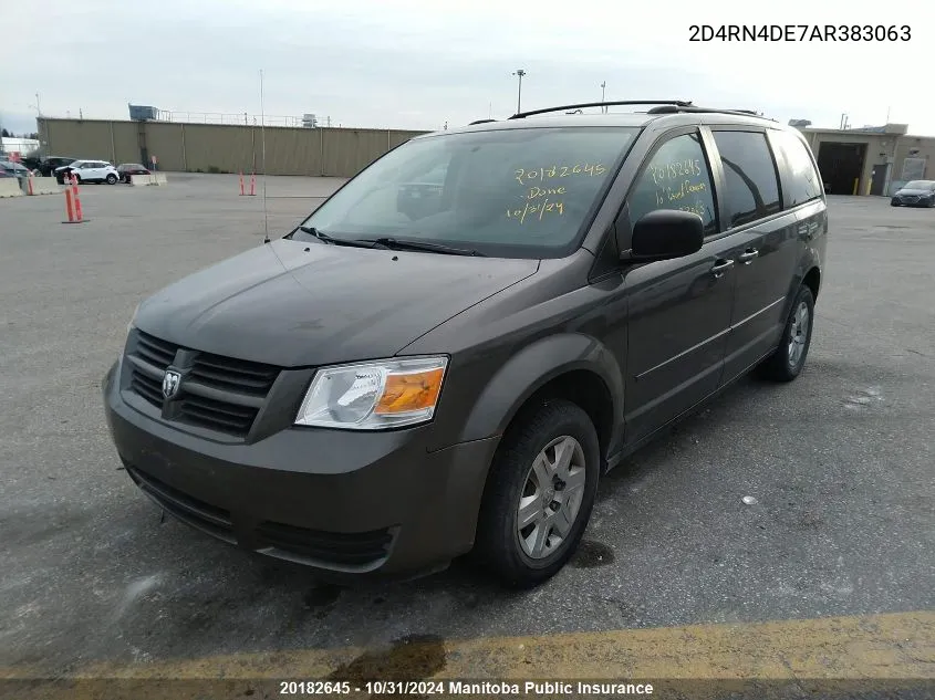 2010 Dodge Grand Caravan Se VIN: 2D4RN4DE7AR383063 Lot: 20182645