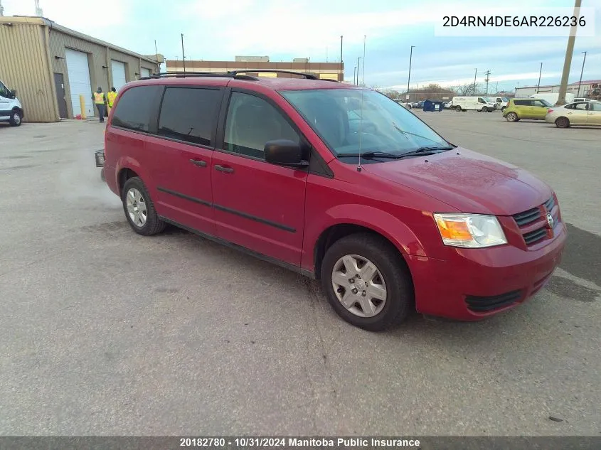 2010 Dodge Grand Caravan Se VIN: 2D4RN4DE6AR226236 Lot: 20182780