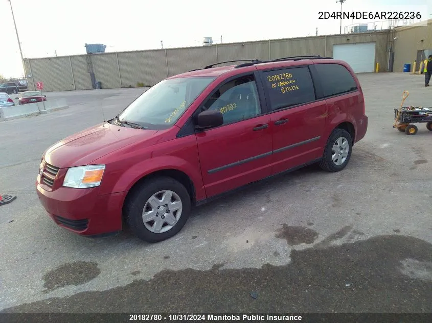 2010 Dodge Grand Caravan Se VIN: 2D4RN4DE6AR226236 Lot: 20182780