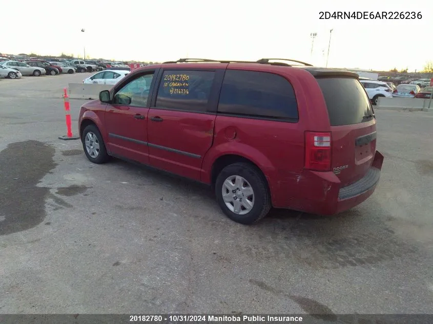 2010 Dodge Grand Caravan Se VIN: 2D4RN4DE6AR226236 Lot: 20182780