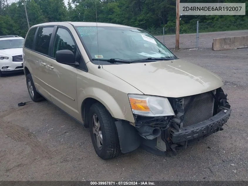 2010 Dodge Grand Caravan Se VIN: 2D4RN4DE6AR192007 Lot: 39957871