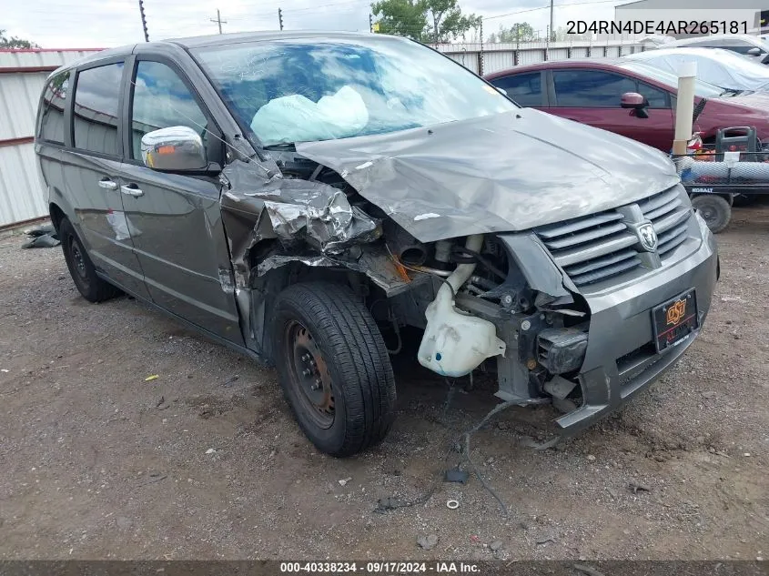 2010 Dodge Grand Caravan Se VIN: 2D4RN4DE4AR265181 Lot: 40338234