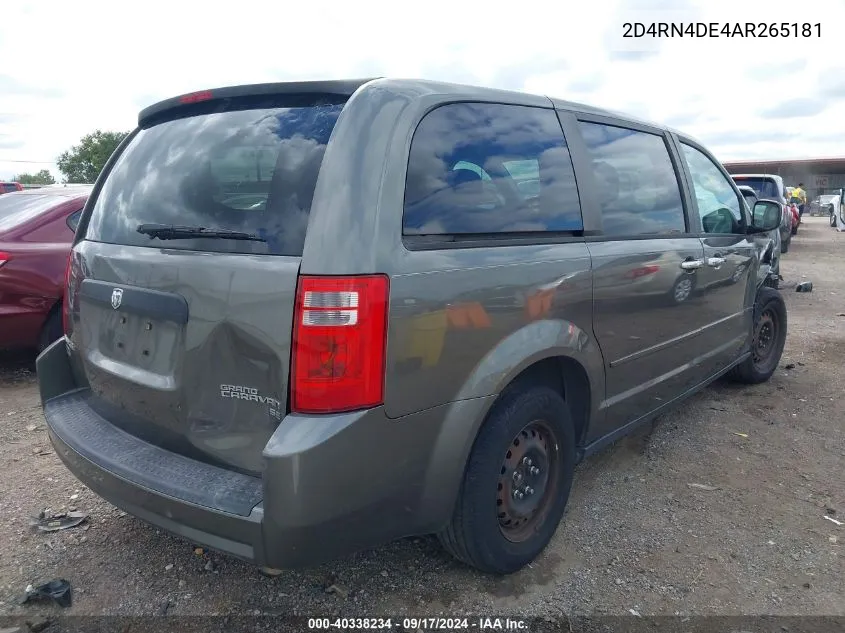 2010 Dodge Grand Caravan Se VIN: 2D4RN4DE4AR265181 Lot: 40338234