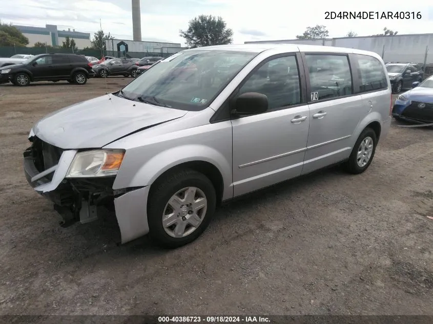 2010 Dodge Grand Caravan Se VIN: 2D4RN4DE1AR40316 Lot: 40386723