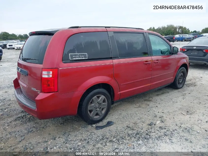 2010 Dodge Grand Caravan Se VIN: 2D4RN4DE8AR478456 Lot: 40412321