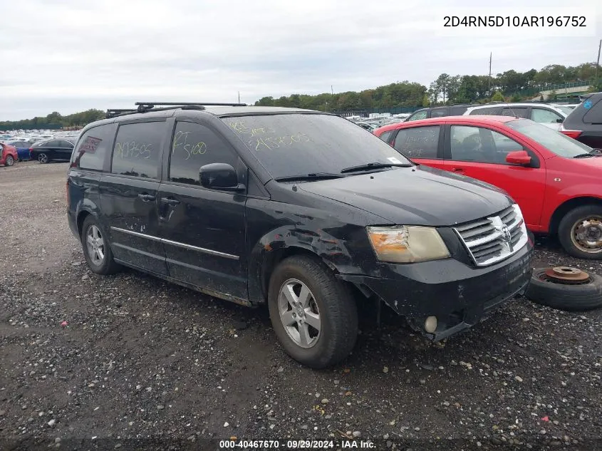 2010 Dodge Grand Caravan Sxt VIN: 2D4RN5D10AR196752 Lot: 40467670