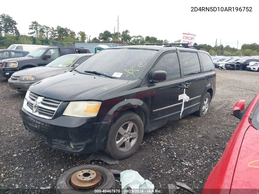 2010 Dodge Grand Caravan Sxt VIN: 2D4RN5D10AR196752 Lot: 40467670