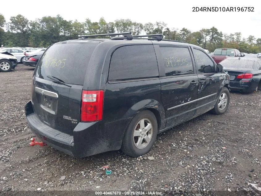 2010 Dodge Grand Caravan Sxt VIN: 2D4RN5D10AR196752 Lot: 40467670