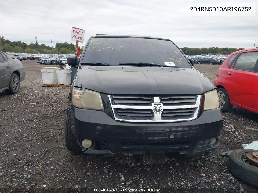 2010 Dodge Grand Caravan Sxt VIN: 2D4RN5D10AR196752 Lot: 40467670