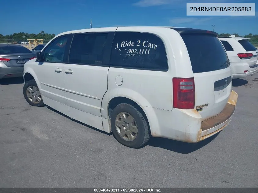 2010 Dodge Grand Caravan Se VIN: 2D4RN4DE0AR205883 Lot: 40473211