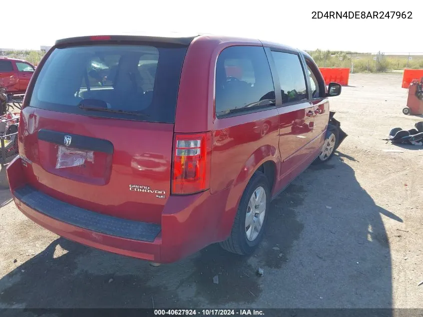 2010 Dodge Grand Caravan Se VIN: 2D4RN4DE8AR247962 Lot: 40627924