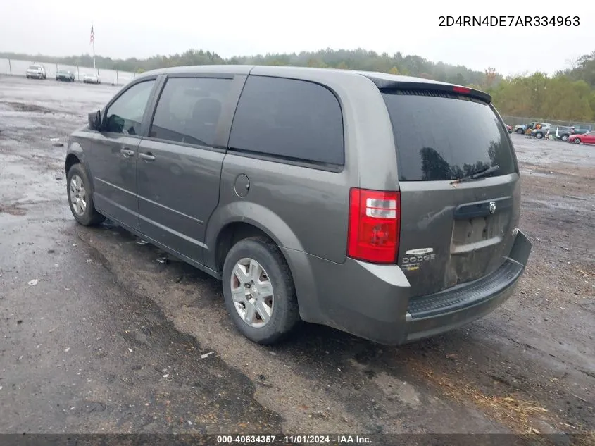 2010 Dodge Grand Caravan Se VIN: 2D4RN4DE7AR334963 Lot: 40634357