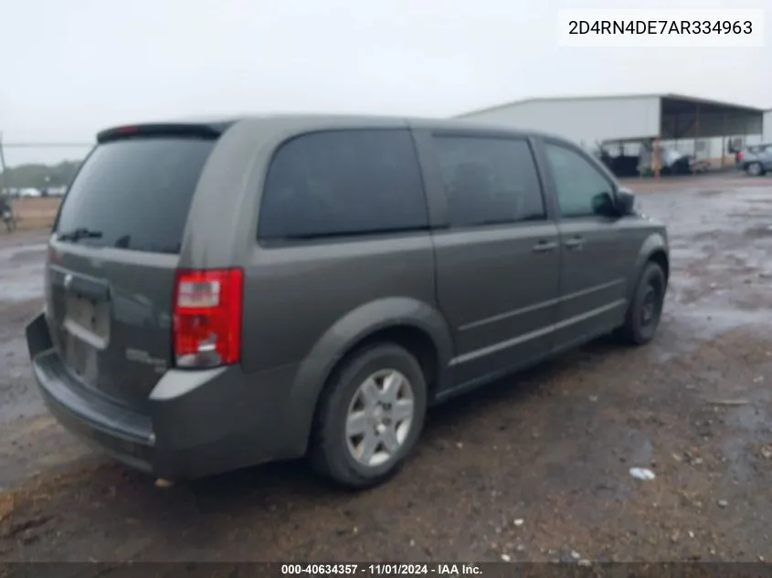 2010 Dodge Grand Caravan Se VIN: 2D4RN4DE7AR334963 Lot: 40634357