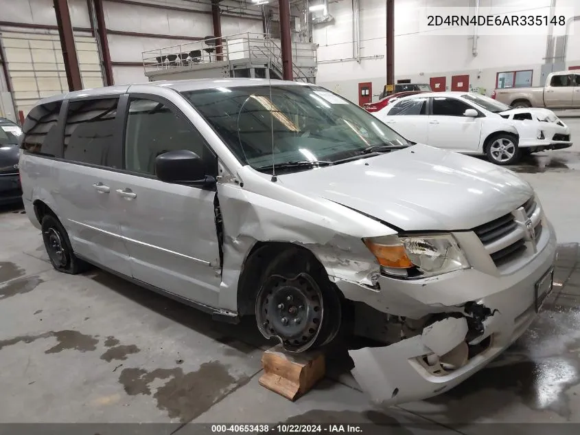 2010 Dodge Grand Caravan Se VIN: 2D4RN4DE6AR335148 Lot: 40653438