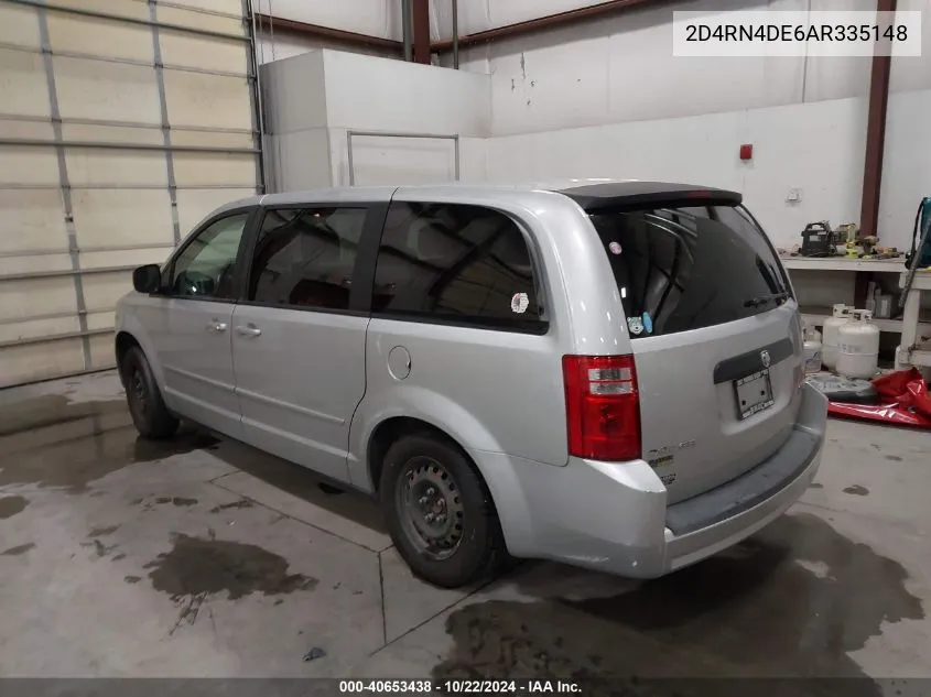 2010 Dodge Grand Caravan Se VIN: 2D4RN4DE6AR335148 Lot: 40653438