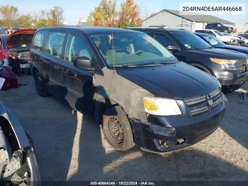 2010 Dodge Grand Caravan Se VIN: 2D4RN4DE6AR446668 Lot: 40664348