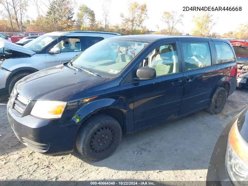 2010 Dodge Grand Caravan Se VIN: 2D4RN4DE6AR446668 Lot: 40664348