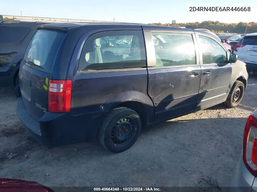 2010 Dodge Grand Caravan Se VIN: 2D4RN4DE6AR446668 Lot: 40664348