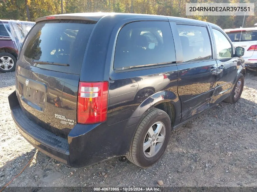 2010 Dodge Grand Caravan Se VIN: 2D4RN4DE2AR397551 Lot: 40673985