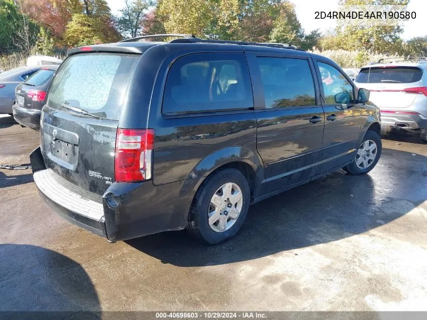 2010 Dodge Grand Caravan Se VIN: 2D4RN4DE4AR190580 Lot: 40698603