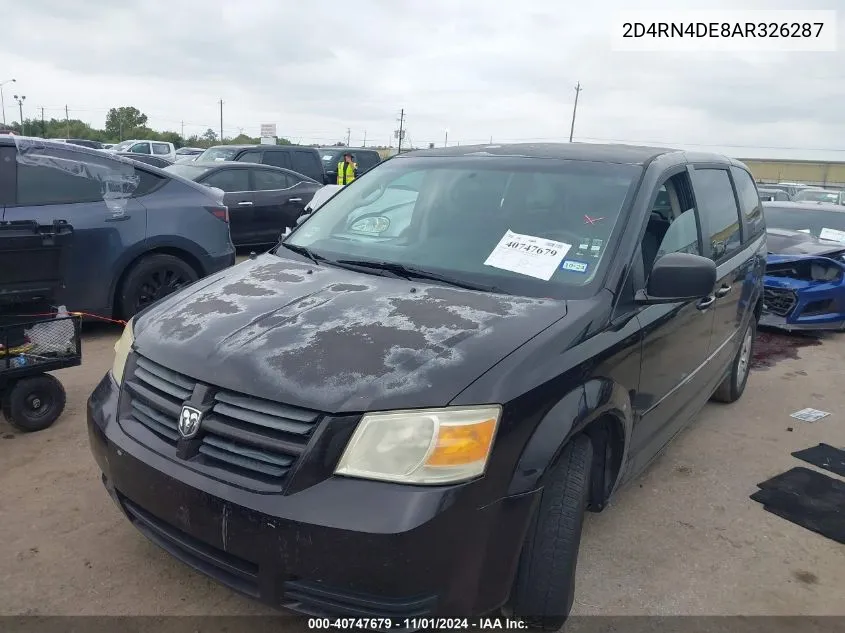 2010 Dodge Grand Caravan Se VIN: 2D4RN4DE8AR326287 Lot: 40747679