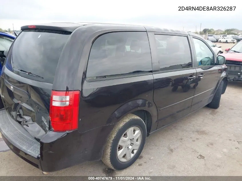 2010 Dodge Grand Caravan Se VIN: 2D4RN4DE8AR326287 Lot: 40747679