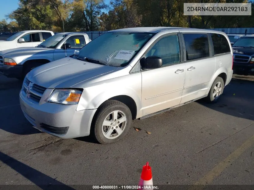 2010 Dodge Grand Caravan Se VIN: 2D4RN4DE0AR292183 Lot: 40800031