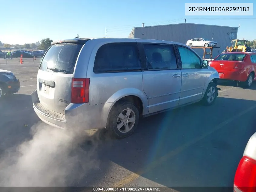 2010 Dodge Grand Caravan Se VIN: 2D4RN4DE0AR292183 Lot: 40800031