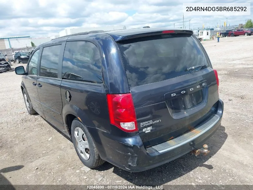 2011 Dodge Grand Caravan VIN: 2D4RN4DG5BR685292 Lot: 12045890