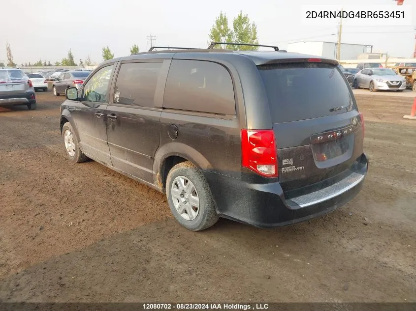 2011 Dodge Grand Caravan Se/Sxt VIN: 2D4RN4DG4BR653451 Lot: 12080702