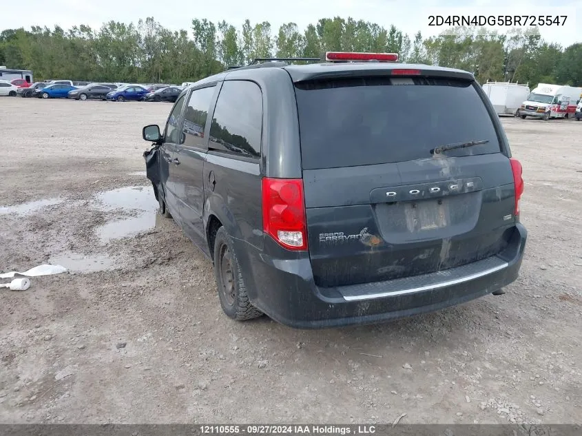 2011 Dodge Grand Caravan Se/Sxt VIN: 2D4RN4DG5BR725547 Lot: 12110555