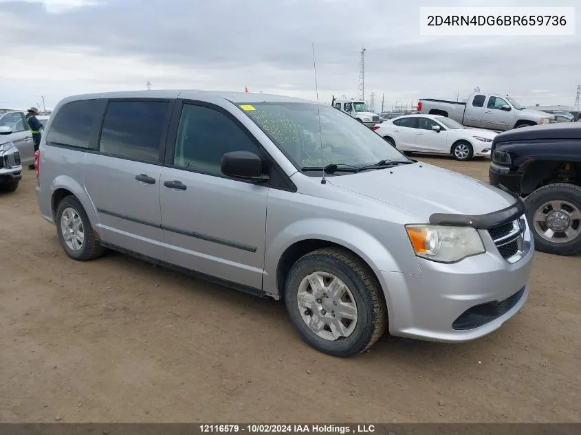 2011 Dodge Grand Caravan Se/Sxt VIN: 2D4RN4DG6BR659736 Lot: 12116579