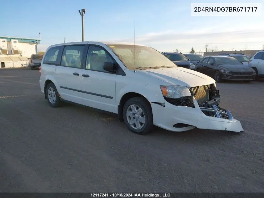 2011 Dodge Grand Caravan Express VIN: 2D4RN4DG7BR671717 Lot: 12117241