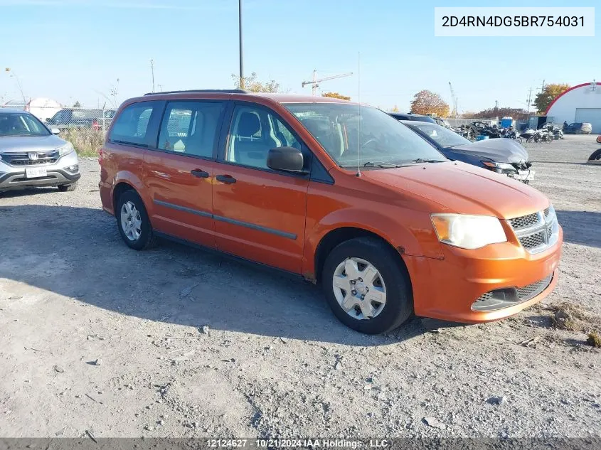 2011 Dodge Grand Caravan Se/Sxt VIN: 2D4RN4DG5BR754031 Lot: 12124627