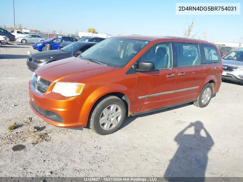 2011 Dodge Grand Caravan Se/Sxt VIN: 2D4RN4DG5BR754031 Lot: 12124627