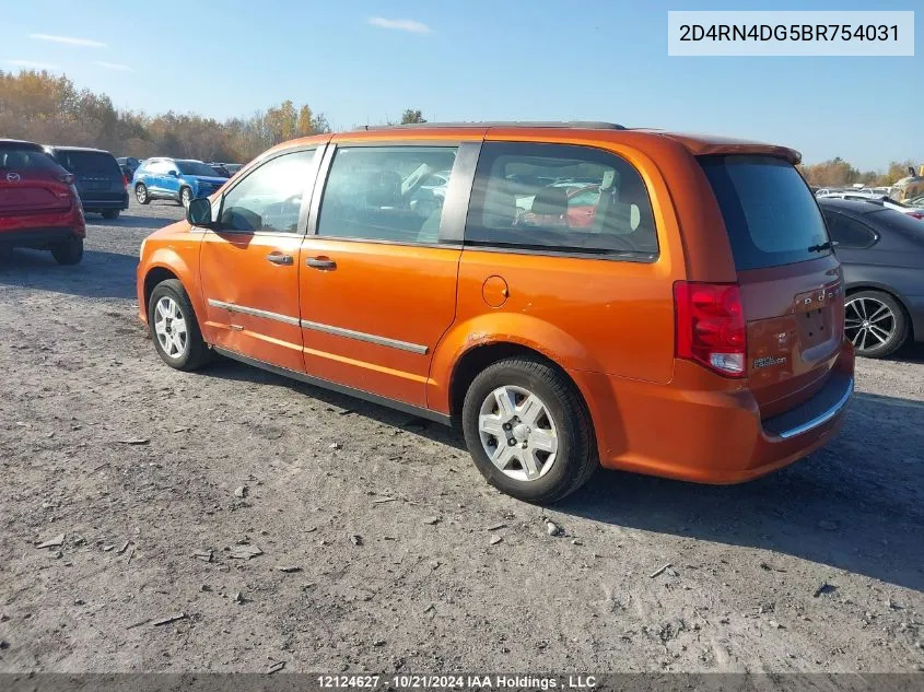 2011 Dodge Grand Caravan Se/Sxt VIN: 2D4RN4DG5BR754031 Lot: 12124627